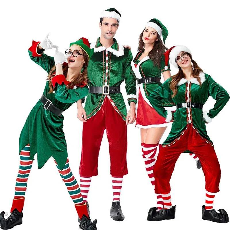 Elf Costume Christmas - Noel Baba Cosplay Kostümü Noel Yeşil