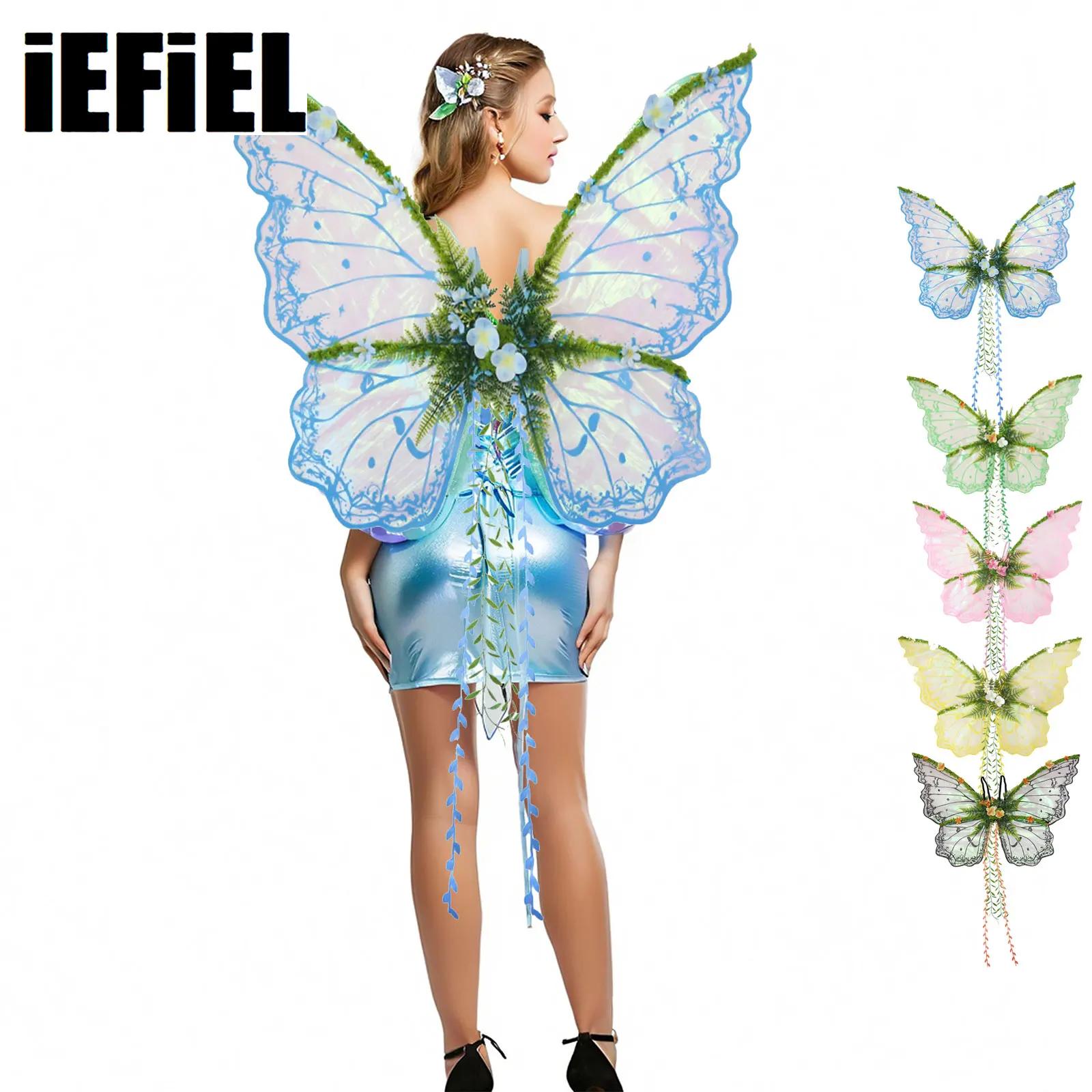 Elf Costume Christmas - Peri Kanatları Kelebek Kanatları Çiçekler Yapraklar