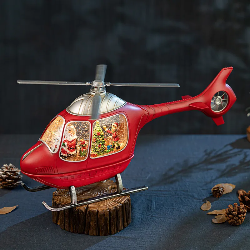 Snow Globe Musical - Dönen Helikopter Müzik Kutusu Kristal Kar