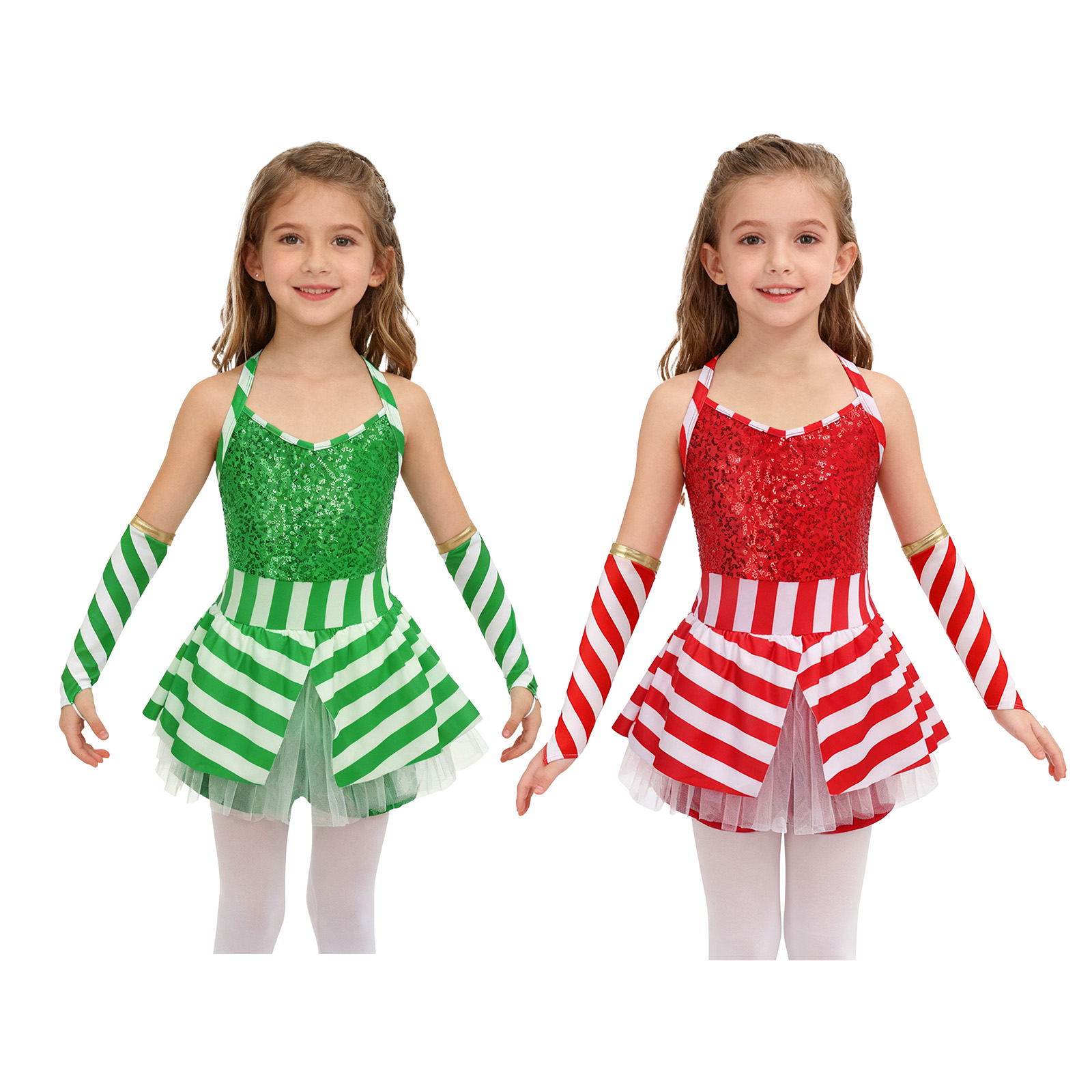 Elf Costume Christmas - Kızlar Noel Şeker Kamışı Dansı Noel
