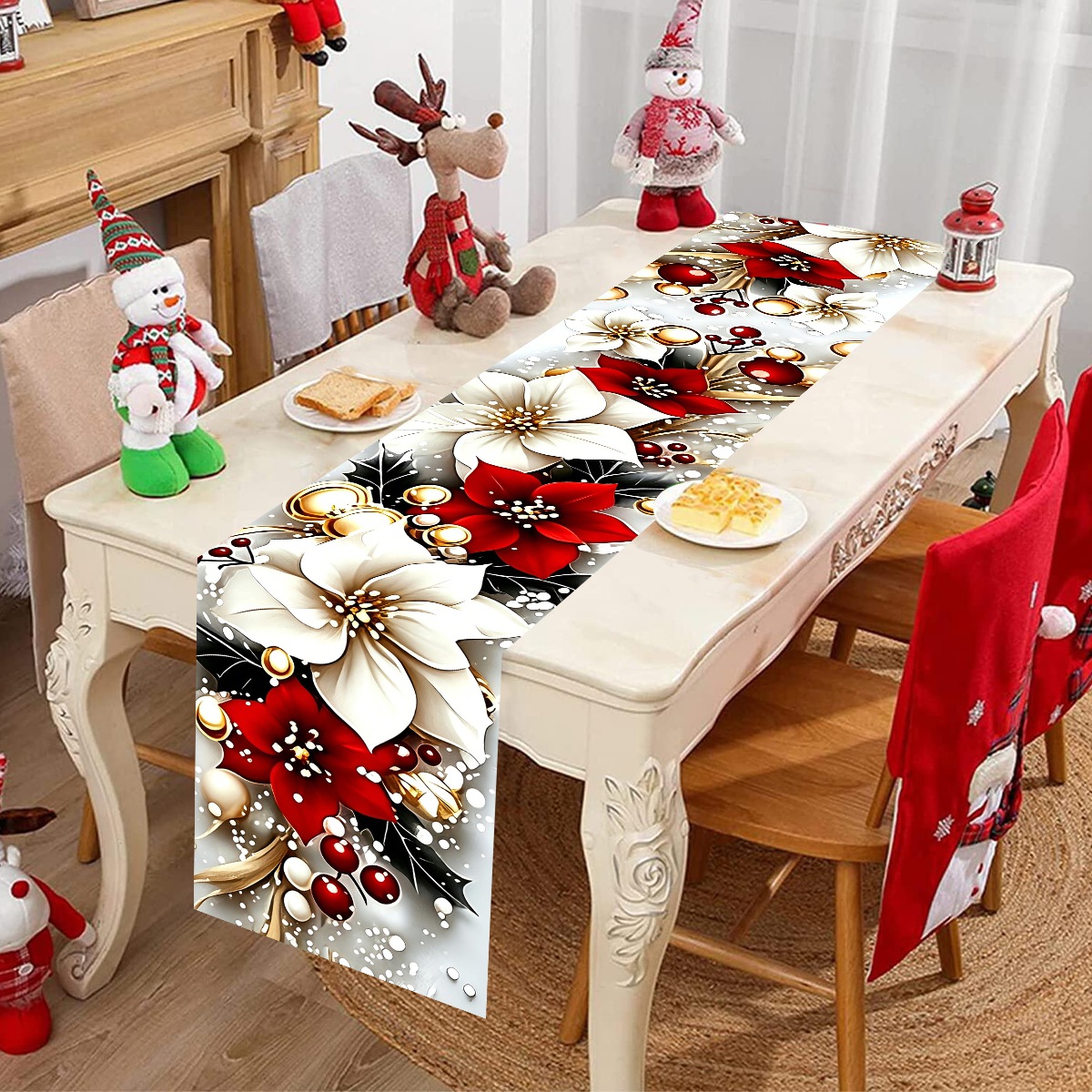180*35cm Çiçekli Noel Masa Ört - Christmas Table Runner incelemesi ve fiyatı