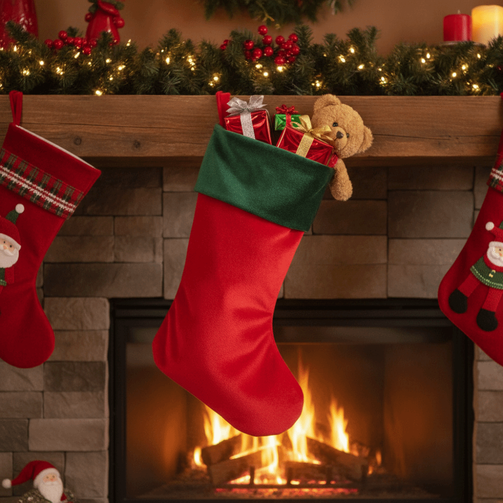 Kırmızı Yeşil Kadife Noel Çora - Christmas Stocking Hanging incelemesi ve fiyatı