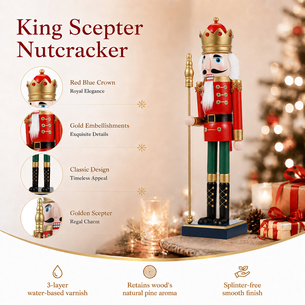 50CM Ahşap Fındıkkıran Asa Kra - Nutcracker Figurine incelemesi ve fiyatı