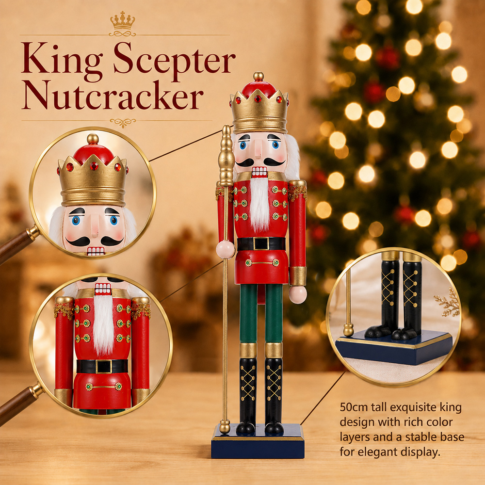 50CM Ahşap Fındıkkıran Asa Kra - Nutcracker Figurine incelemesi ve fiyatı
